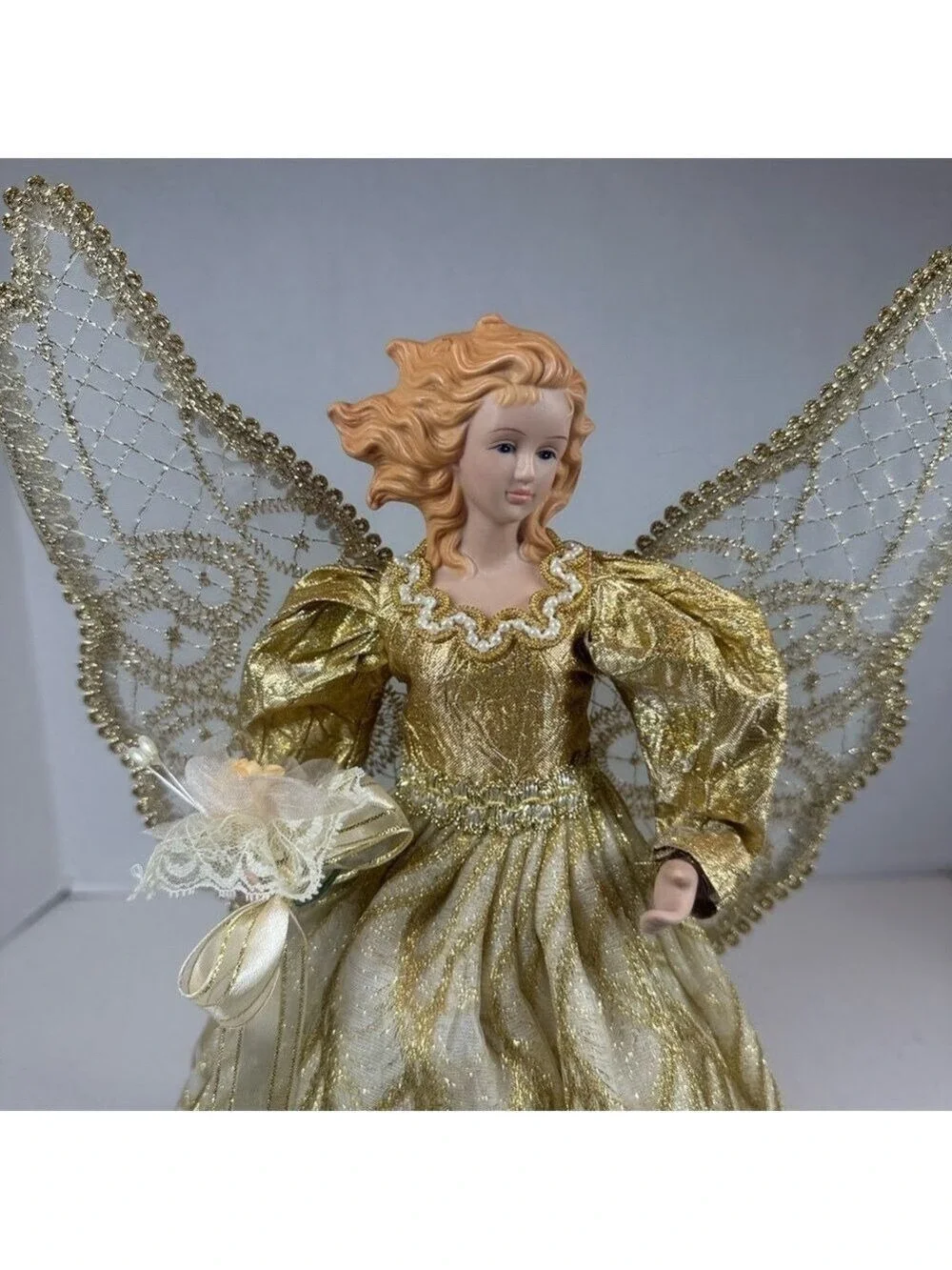 Vintage Victorian Golden Angel Tree Topper Christmas Tree Topper